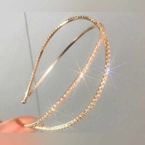 New Gold rhinestone headband X-shaped elegant ✨✨✨🔥🔥🔥 - Picture 5 of 6